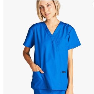 DAGACCI Royal Blue V-Neck 3 Pocket Unisex Medical Scrubs Top